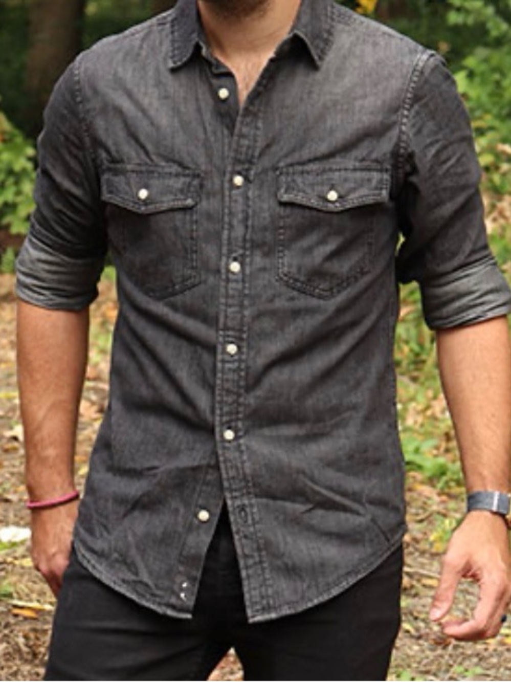Goodfellow & Co Charcoal Gray Casual Button-Down Shirt
